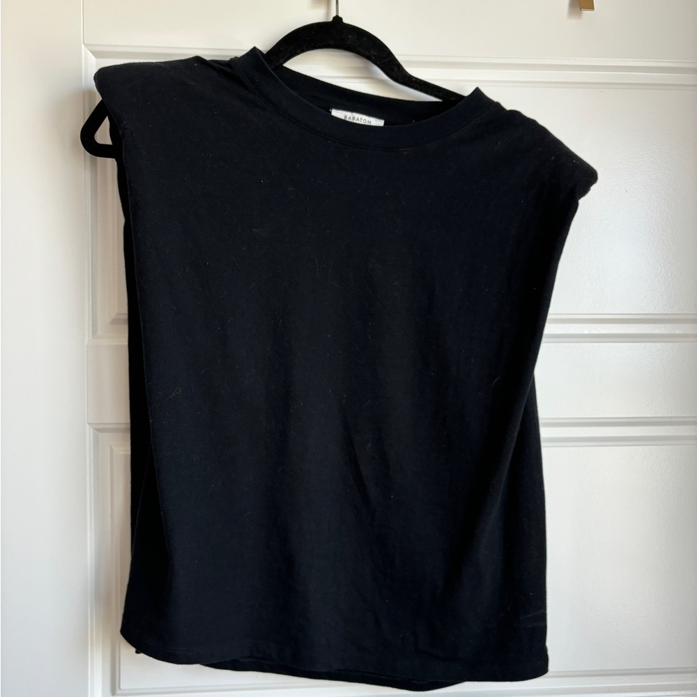 black muscle tee with padded shoulders